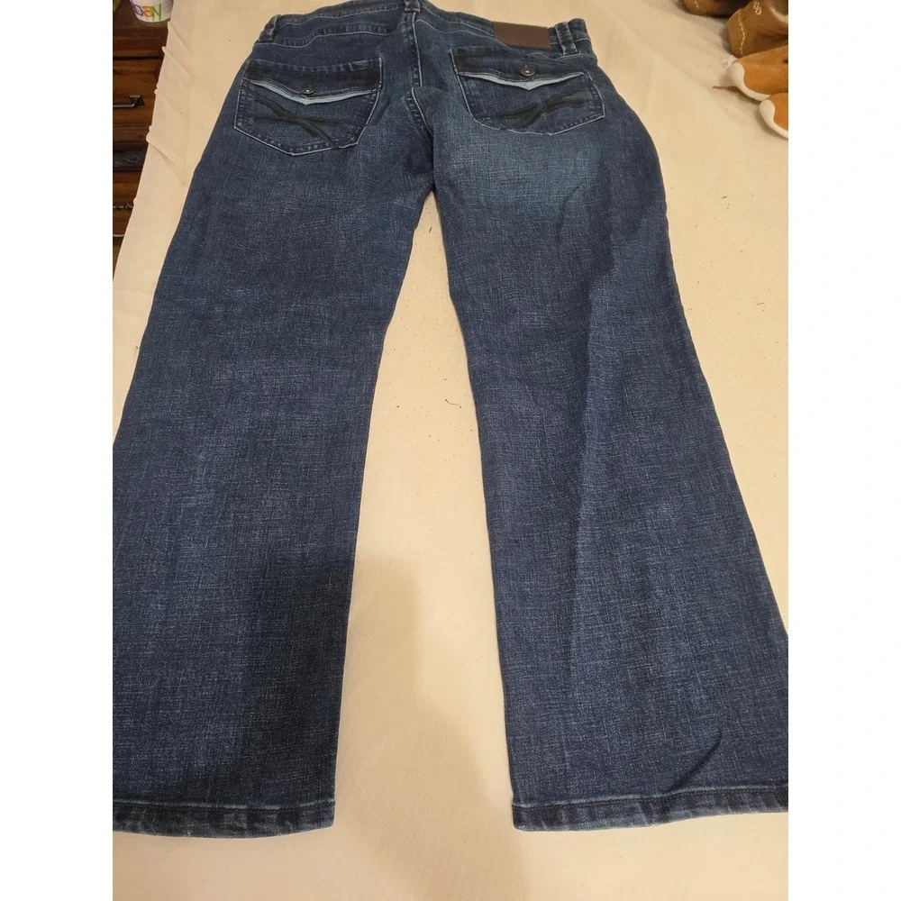 Axel Jeans Mens Slim Bootcut Dark Wash Denim Embroidered Flap Pocket 36x30